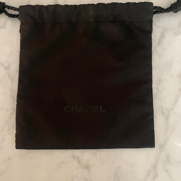 Chanel Draw String Pouch Black Writing on Black - Picture 4 of 6